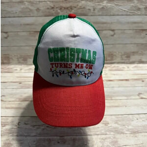 Pugs "Christmas Turns Me On" Trucker Hat One-Size Adjustable Snap Back Holiday